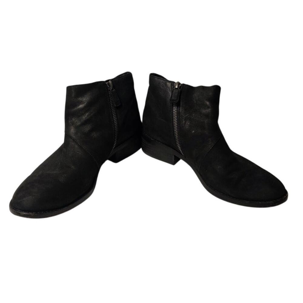 Eileen Fisher Women's 8 Black Nubuck Wedge Ankle Booties Minimalist Casual Chic
